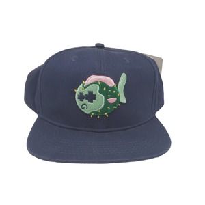 NEW Pink Dolphins Blowfish Snapback Hat - Navy